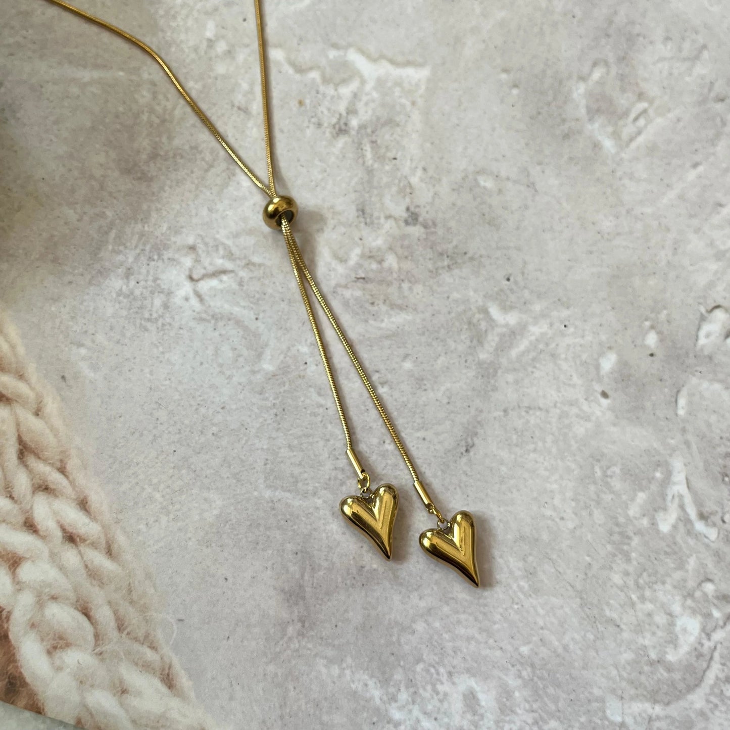 Hexa Double Heart Long Necklace