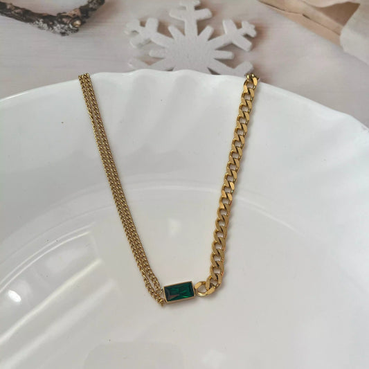 Emerald Chained Necklace