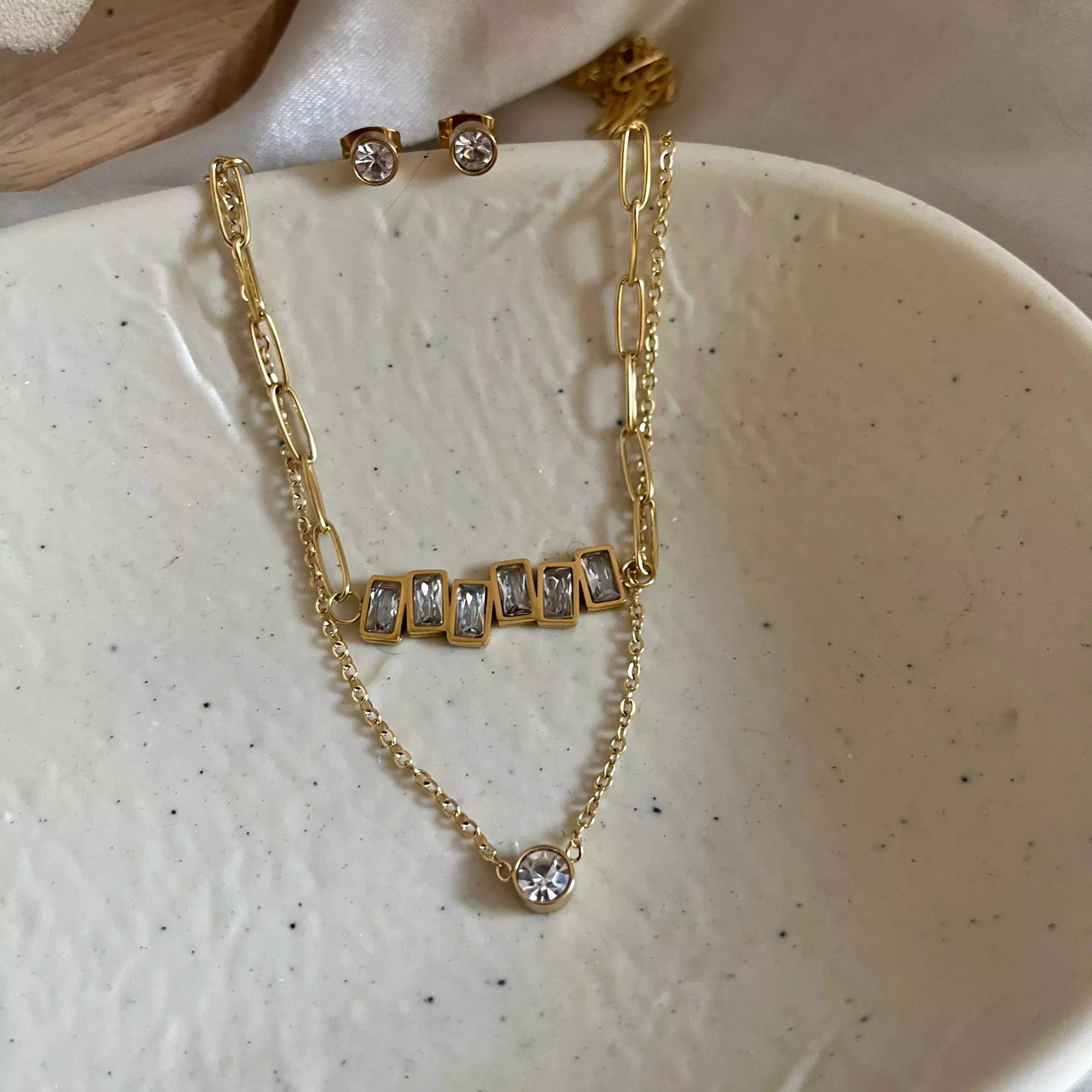 Lysha Layered Necklace with Earrings