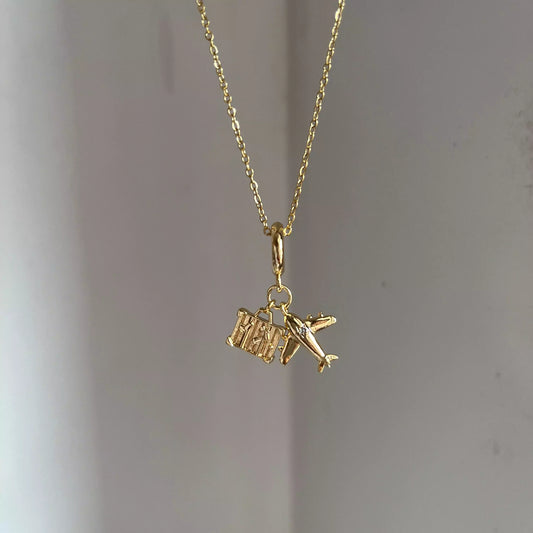 Aeroplane Luggage Charms Necklace-2