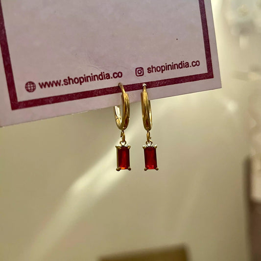 Mini Block Earrings - Red