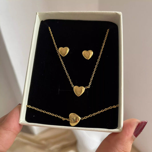 Gold Heart Jewellery Set