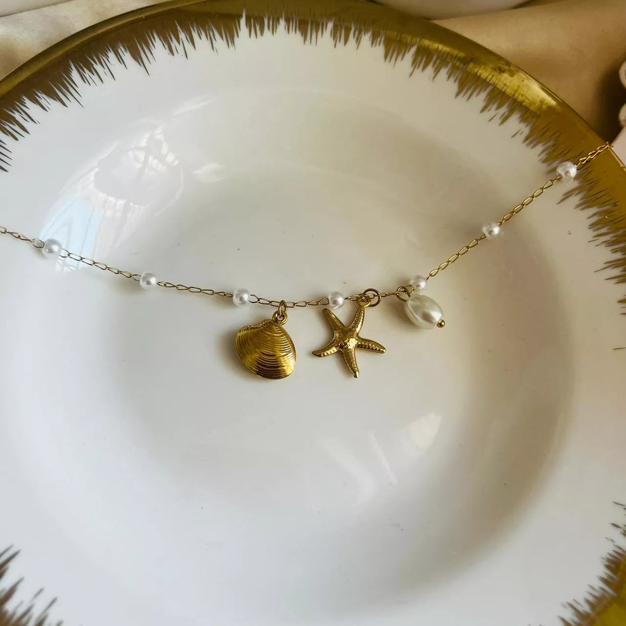 Pearls Beachy Charms Bracelet