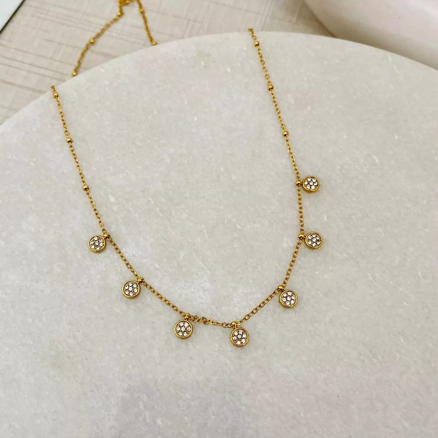 Studded Rounds Necklace - White