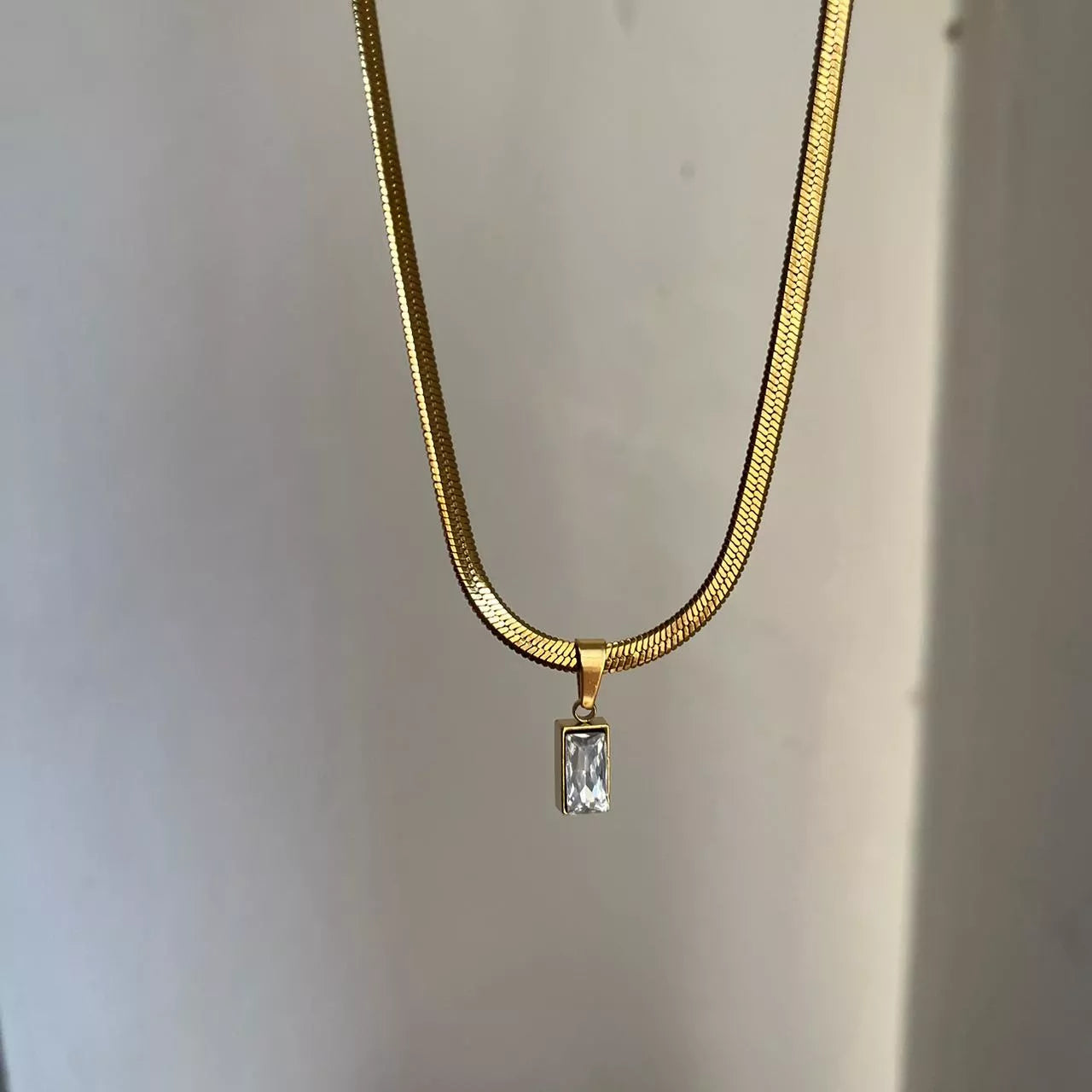 Crystal Block Sleek Necklace
