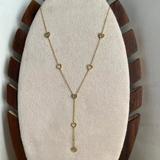 Studded Hearts Long Necklace