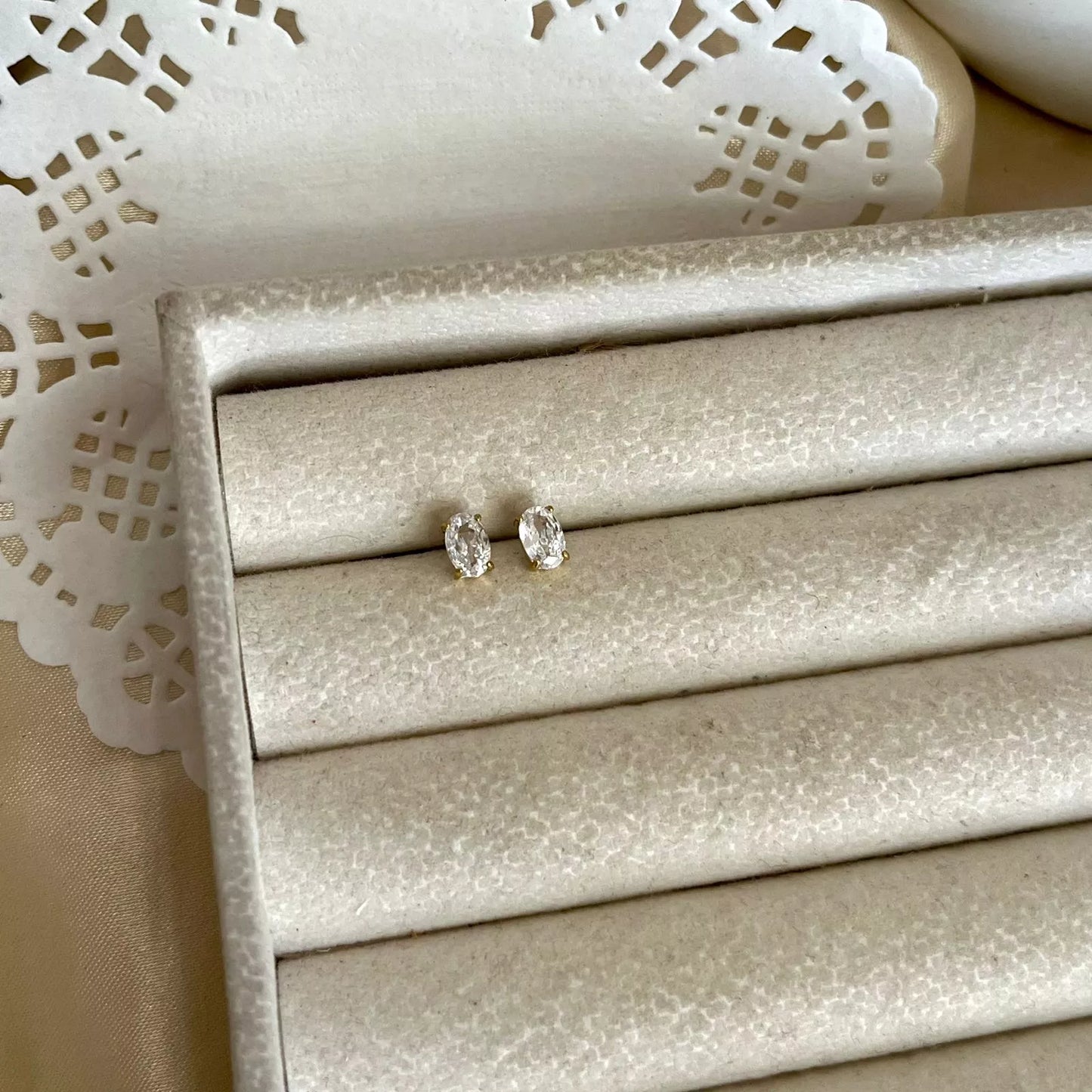 Mini Oval Crystal Studs