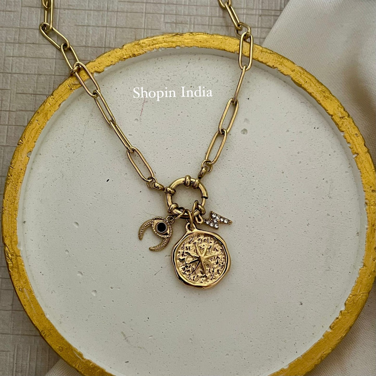 Multi Charms Linked Necklace- 7