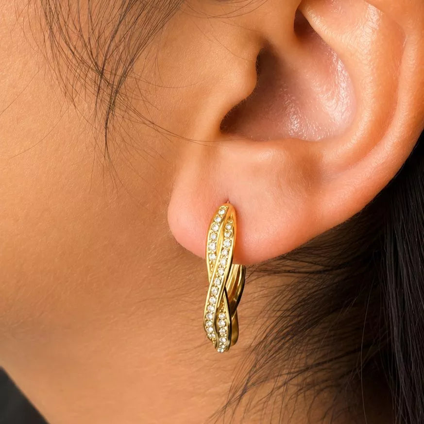 Studded Twisted Hoops