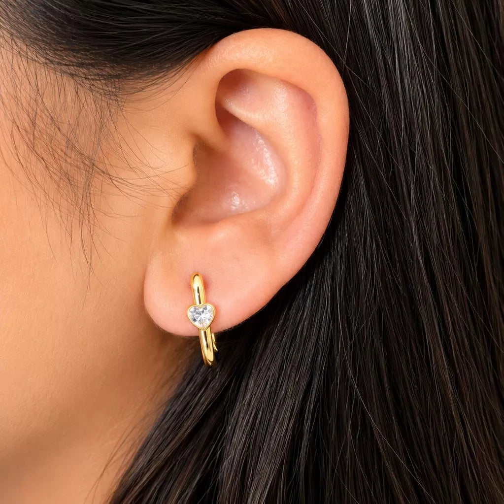 Heart Stud Hoops