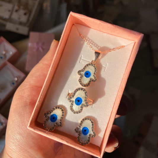 Hamsa evil eye combo set
