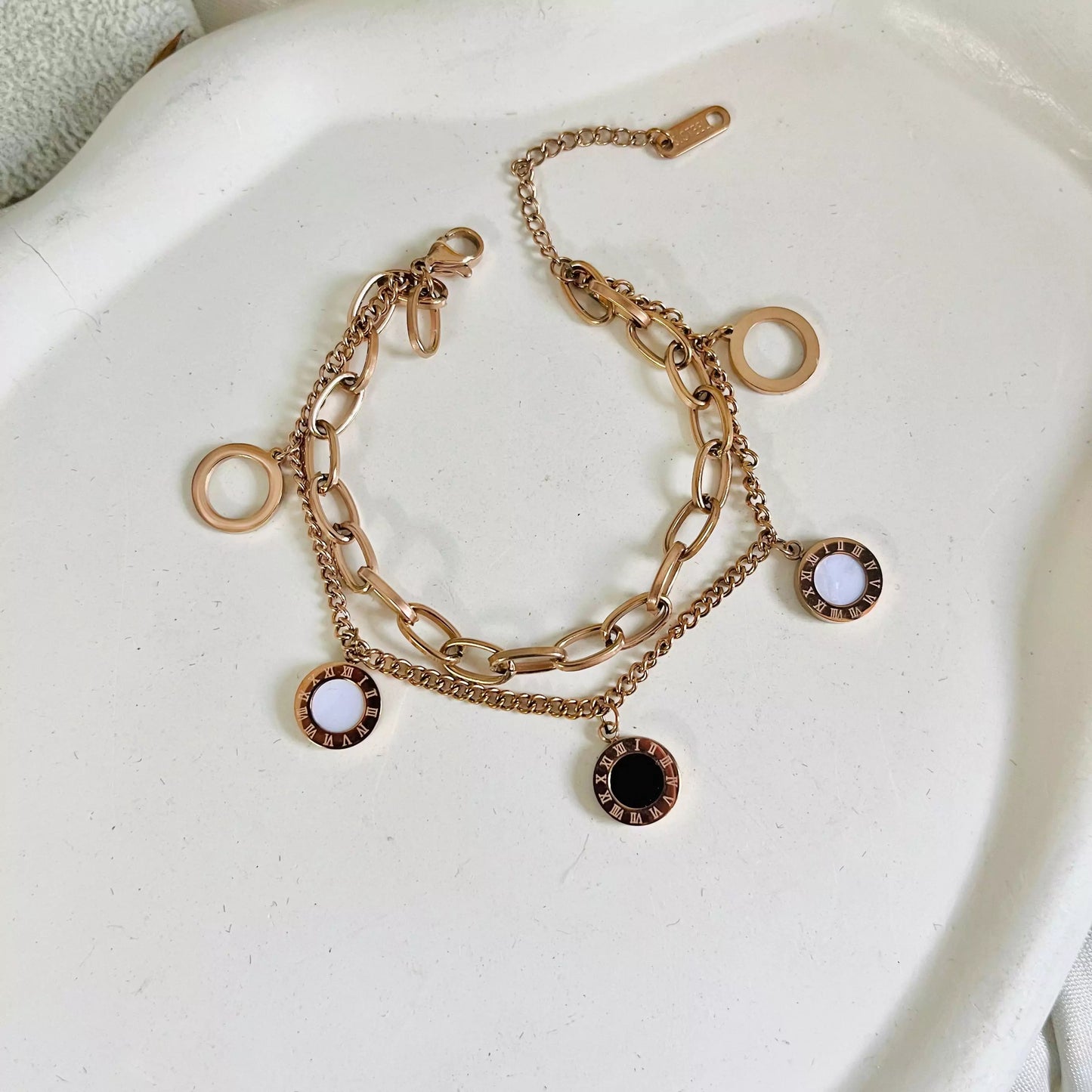 Roman Rosegold Layered Bracelet
