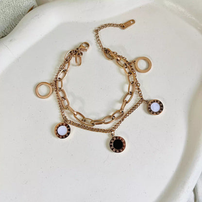 Roman Rosegold Layered Bracelet