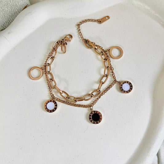 Roman Rosegold Layered Bracelet