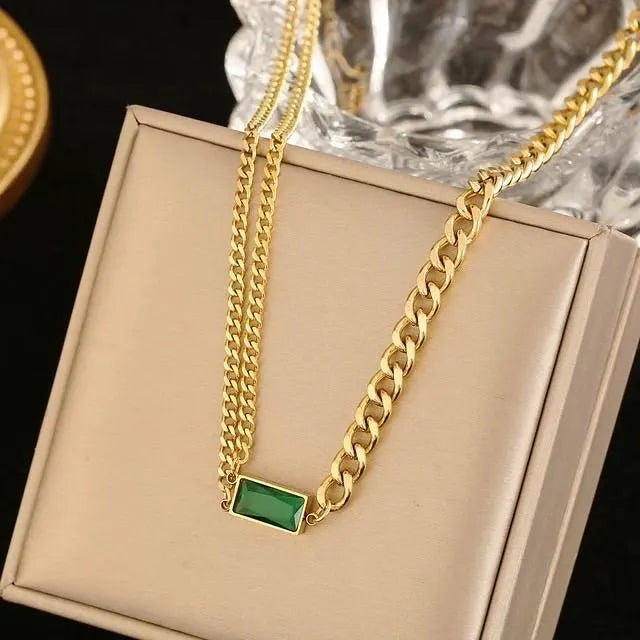 Emerald Chained Necklace