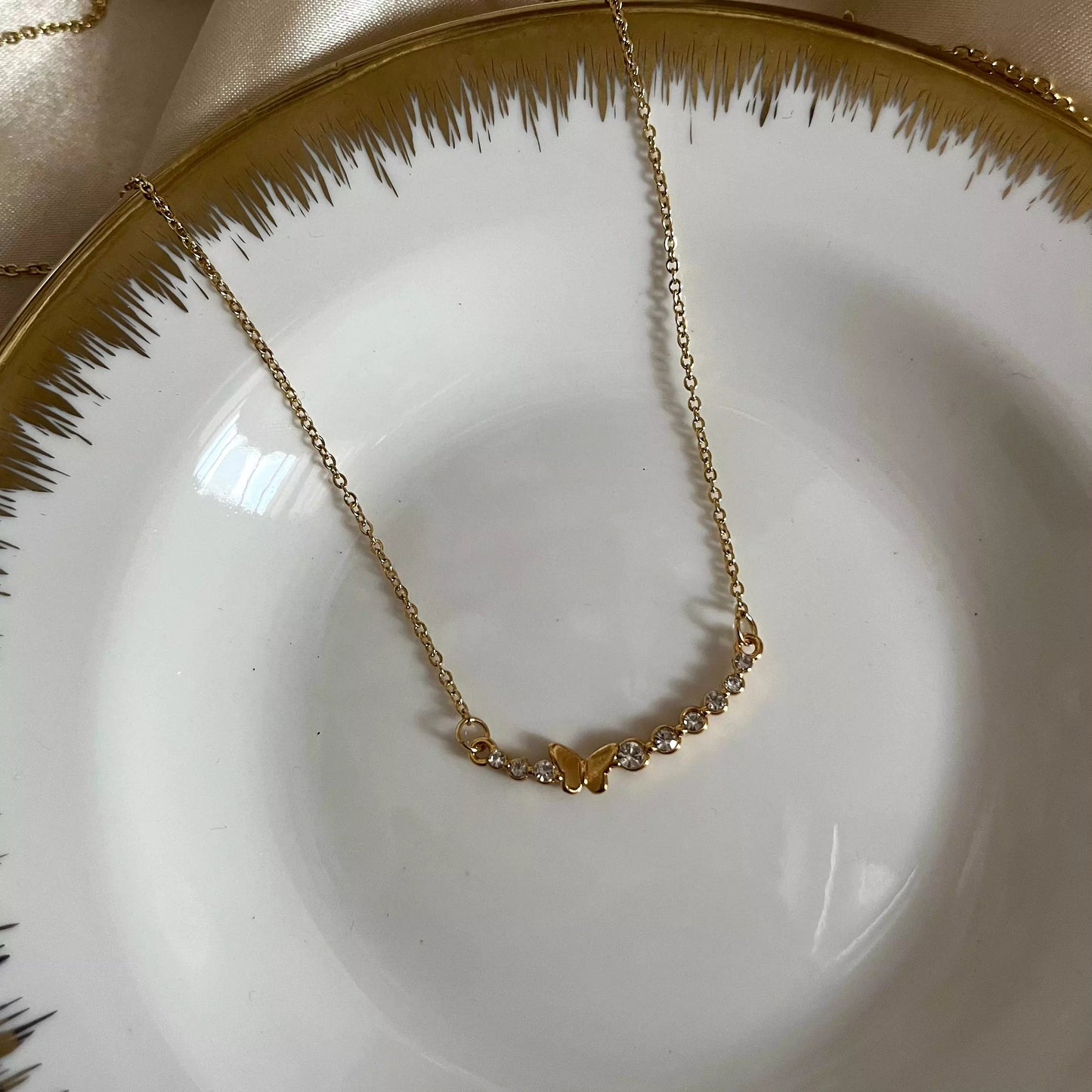 Studded Butterfly Necklace