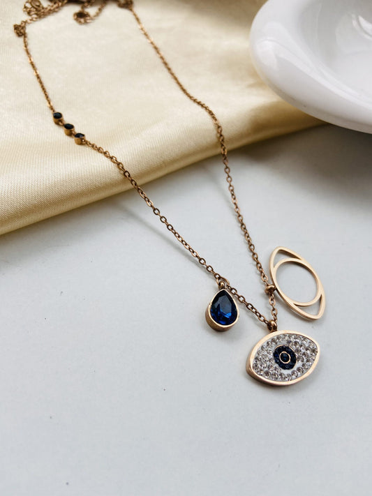 Statement Evileye necklace - rosegold