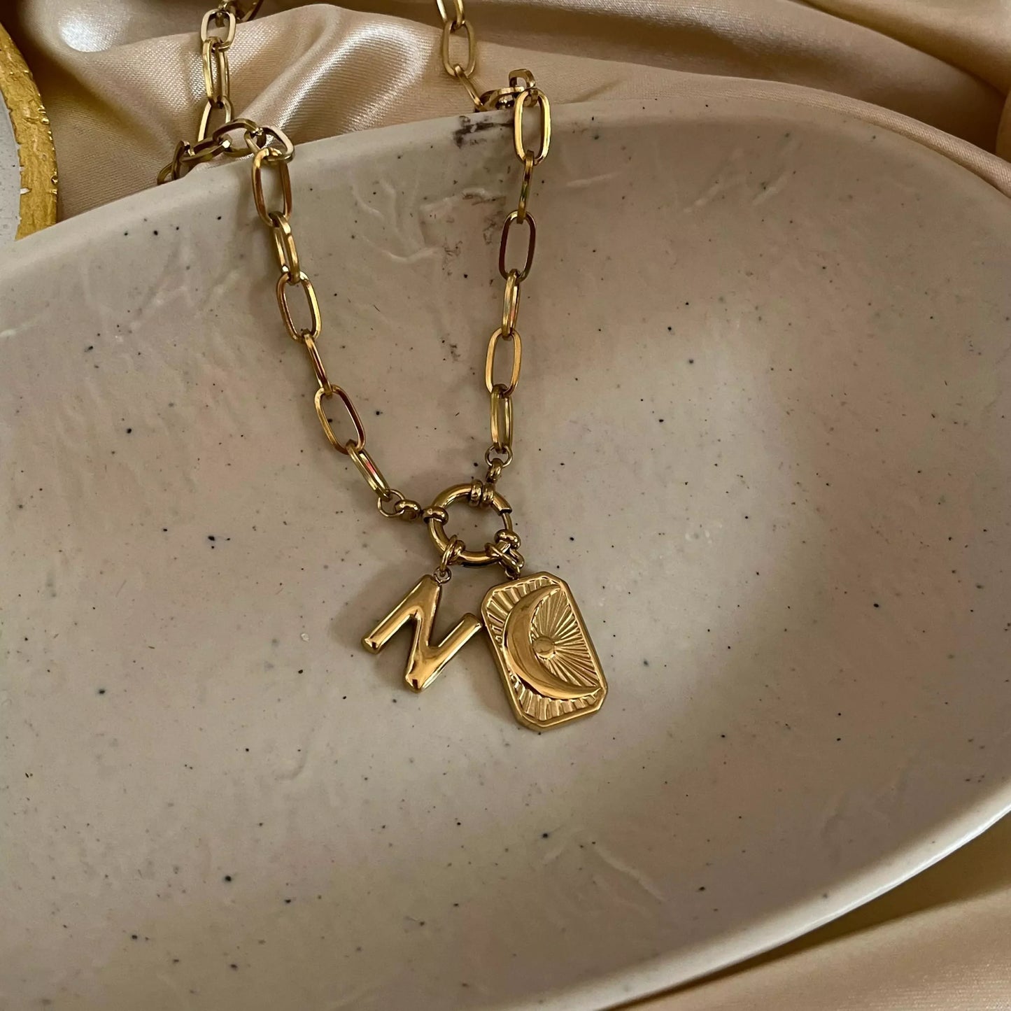 Multi Charms Necklace-12 (with Alphabet N)