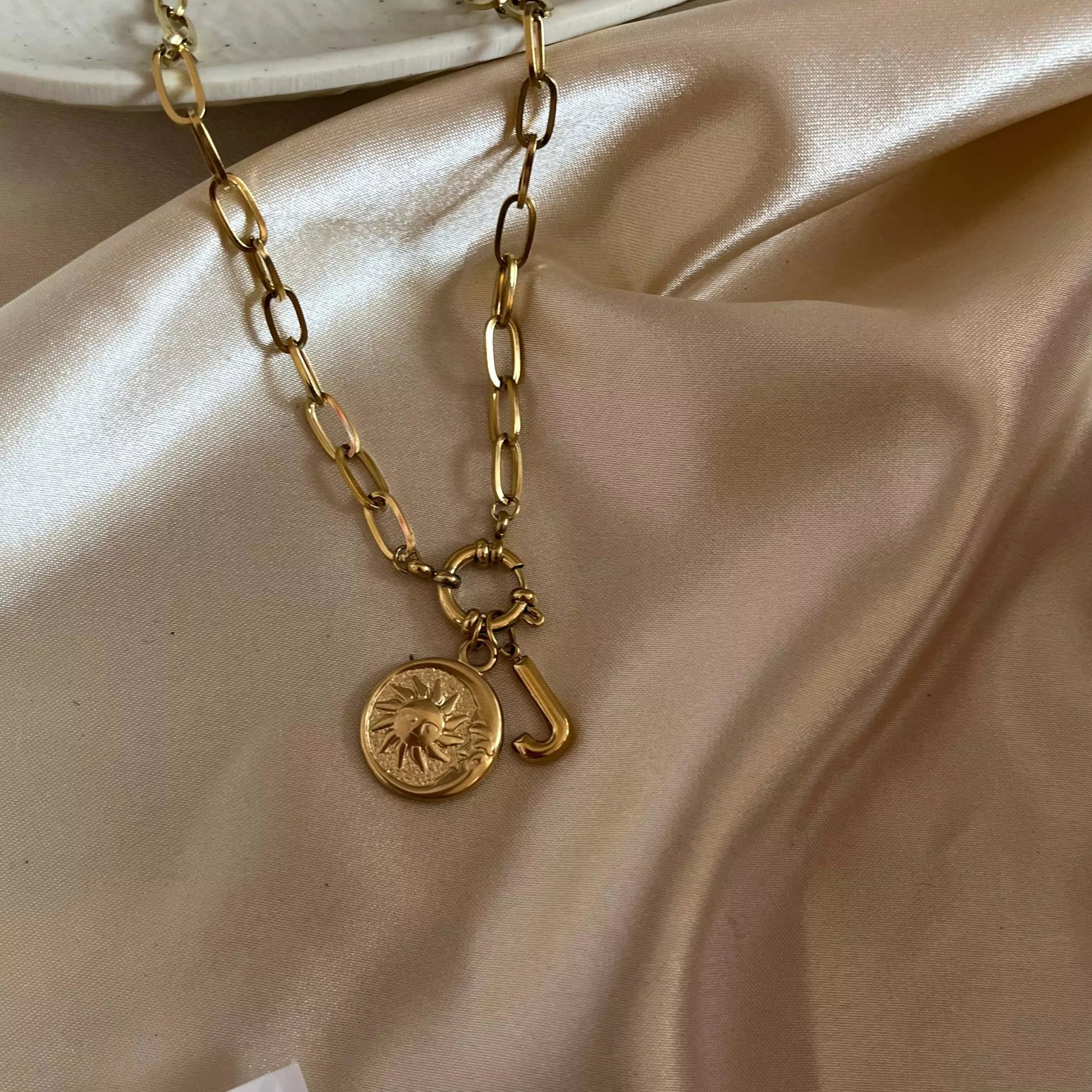 Multi Charms Necklace-15 (with Alphabet J)