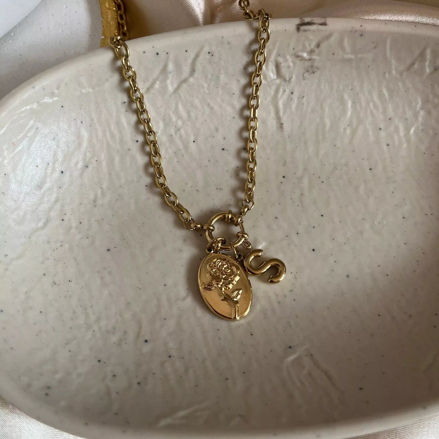 Multi Charms Necklace-18 (With Alphabet S)