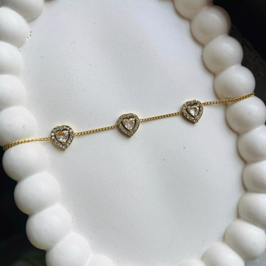 Crystal Hearts Studded Bracelet