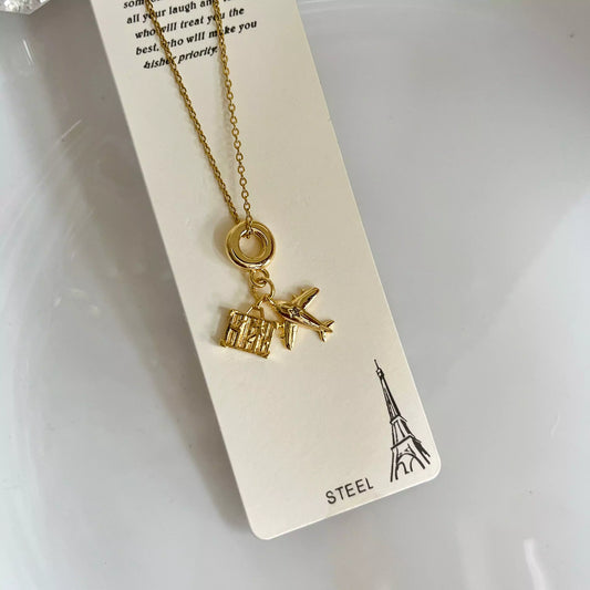 Aeroplane Luggage Charms Necklace-2