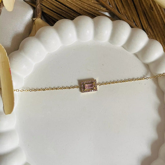 Pink Boxy Stones Bracelet