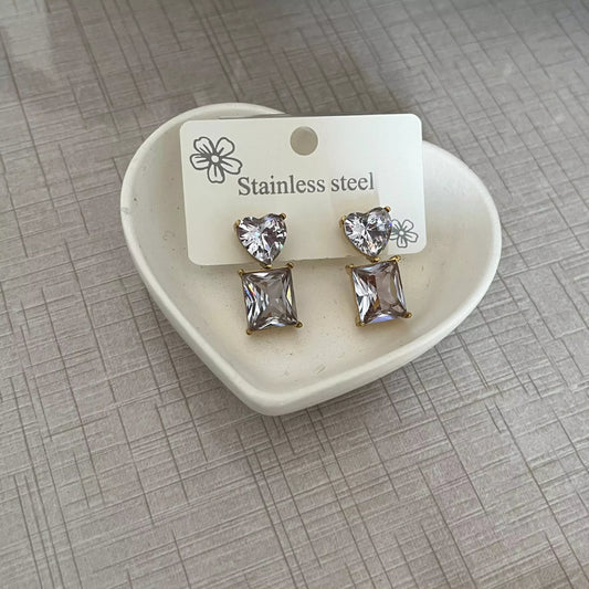 Heart Boxy Earrings- White