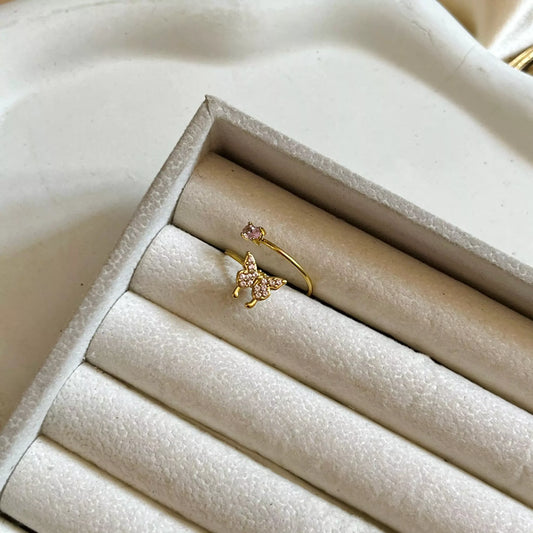 Butterfly Stone Ring - Pink