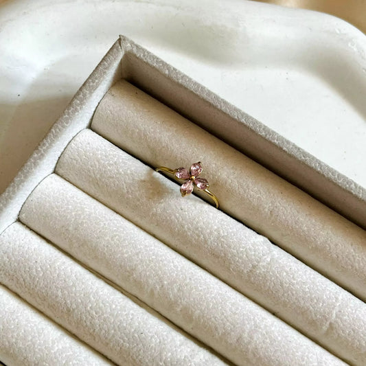 Floral Stones Ring - Pink