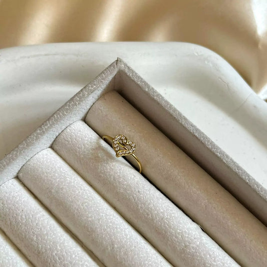 Heart Studded Ring - white