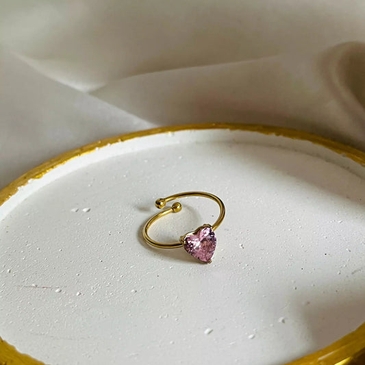 Heart Stone Ring - Pink