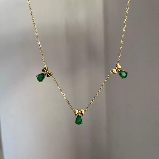 Bows Emerald Necklace
