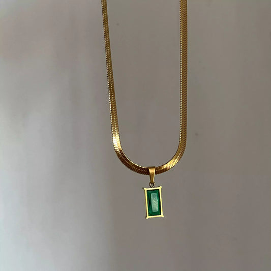 Green Block Sleek Necklace