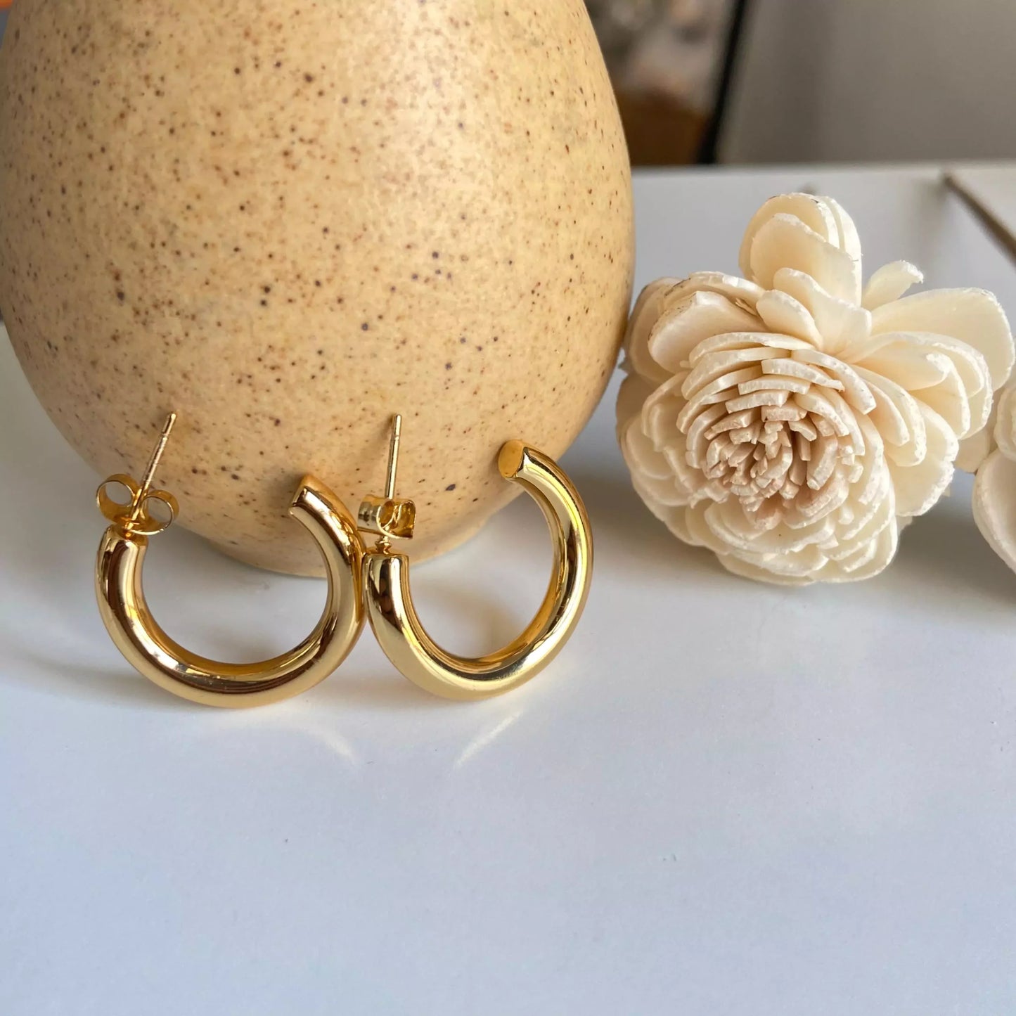 Gold Staple Hoop Earrings
