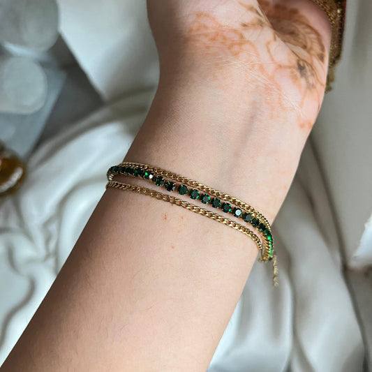 Lysa Chained Stones Bracelet - Green