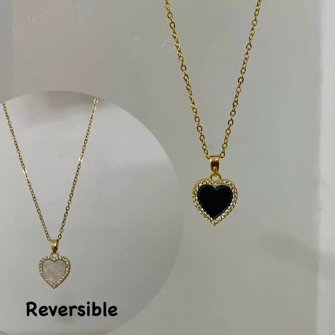 Reversible Studded Heart Necklace