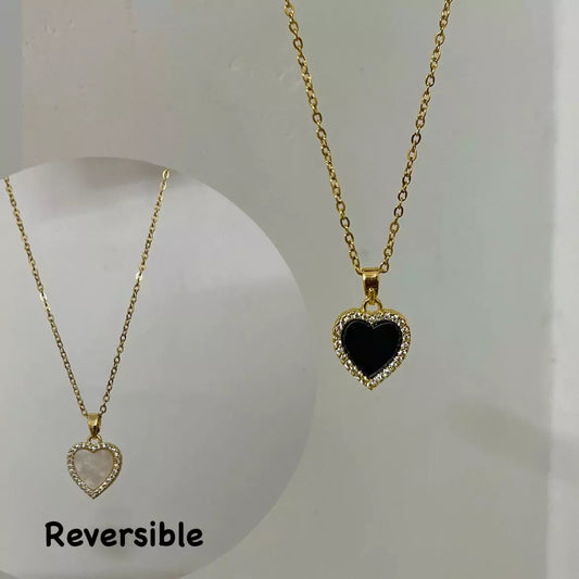 Reversible Studded Heart Necklace