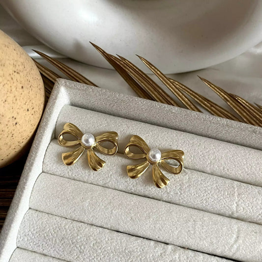 Pearl Bow Earrings