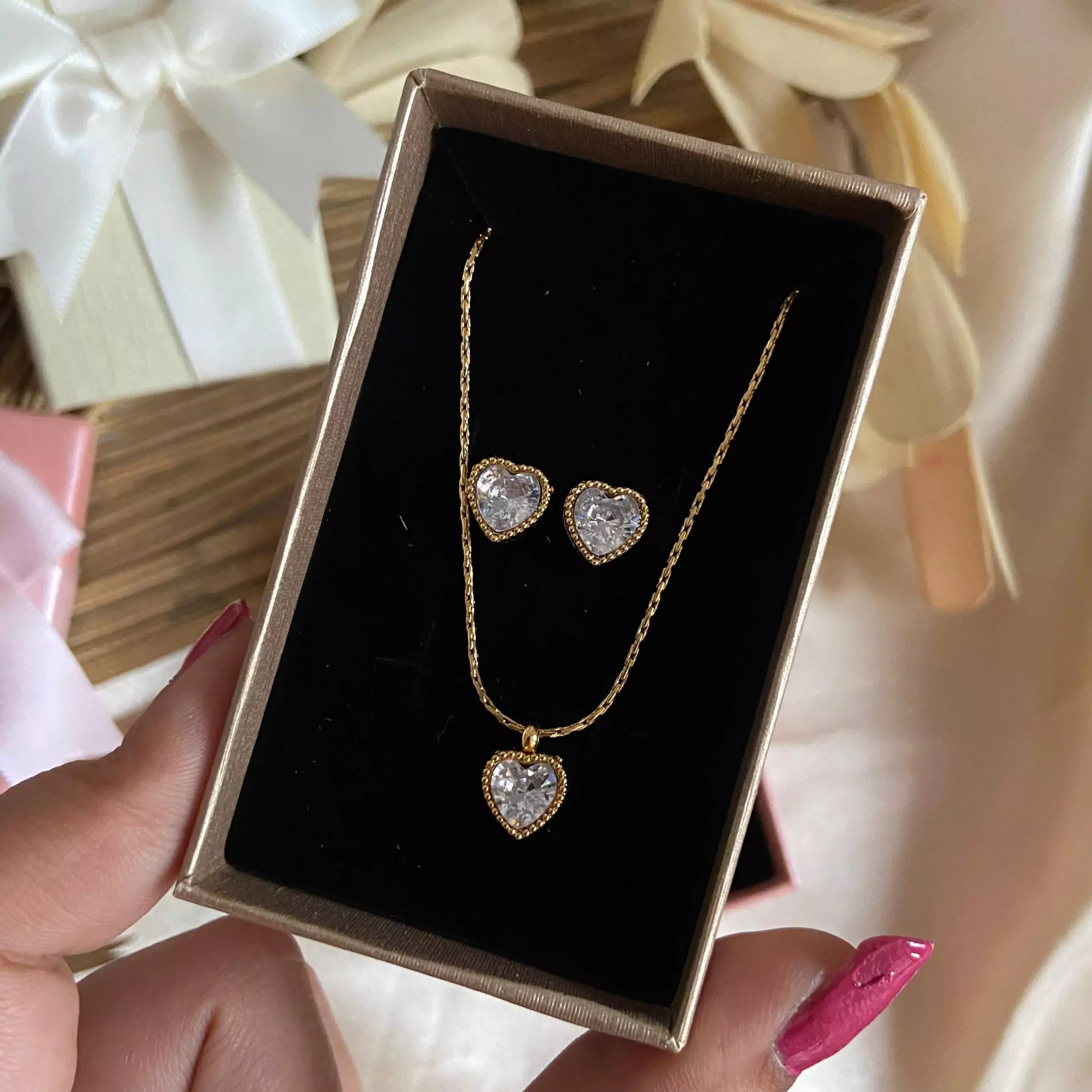 Crystal Heart Jewellery Set