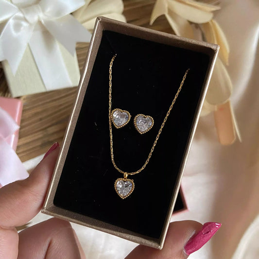 Crystal Heart Jewellery Set