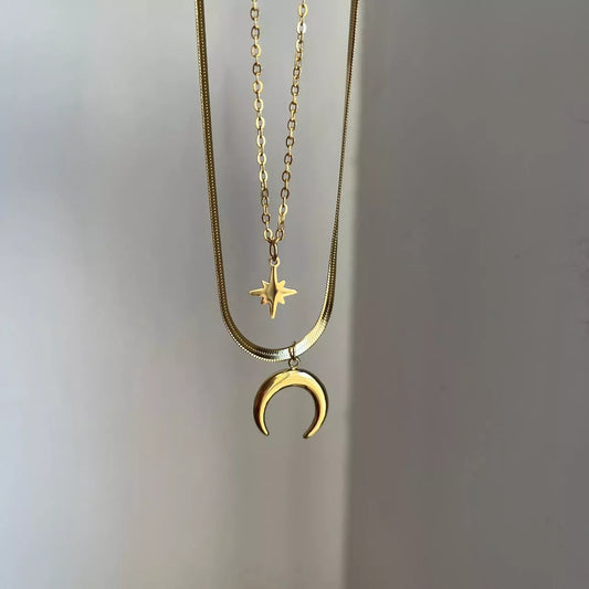 Moon Star Layered Necklace