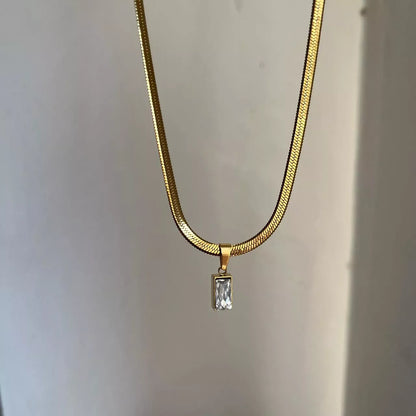 Crystal Block Sleek Necklace