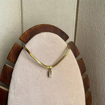 Crystal Block Sleek Necklace