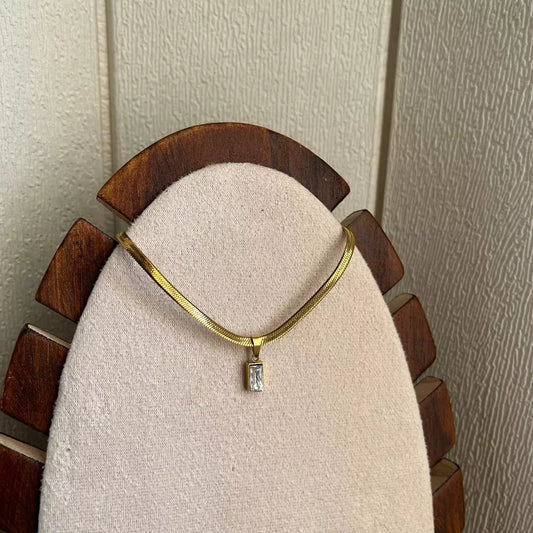 Crystal Block Sleek Necklace