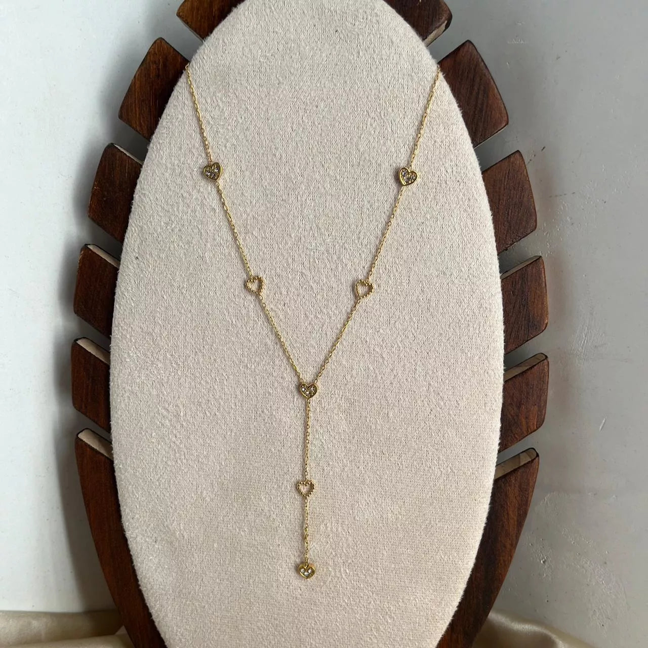 Studded Hearts Long Necklace