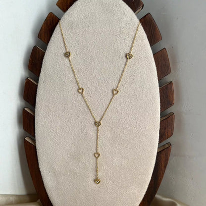 Studded Hearts Long Necklace