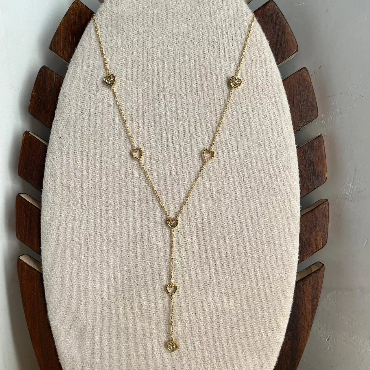 Studded Hearts Long Necklace