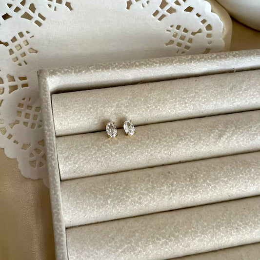 Mini Oval Crystal Studs