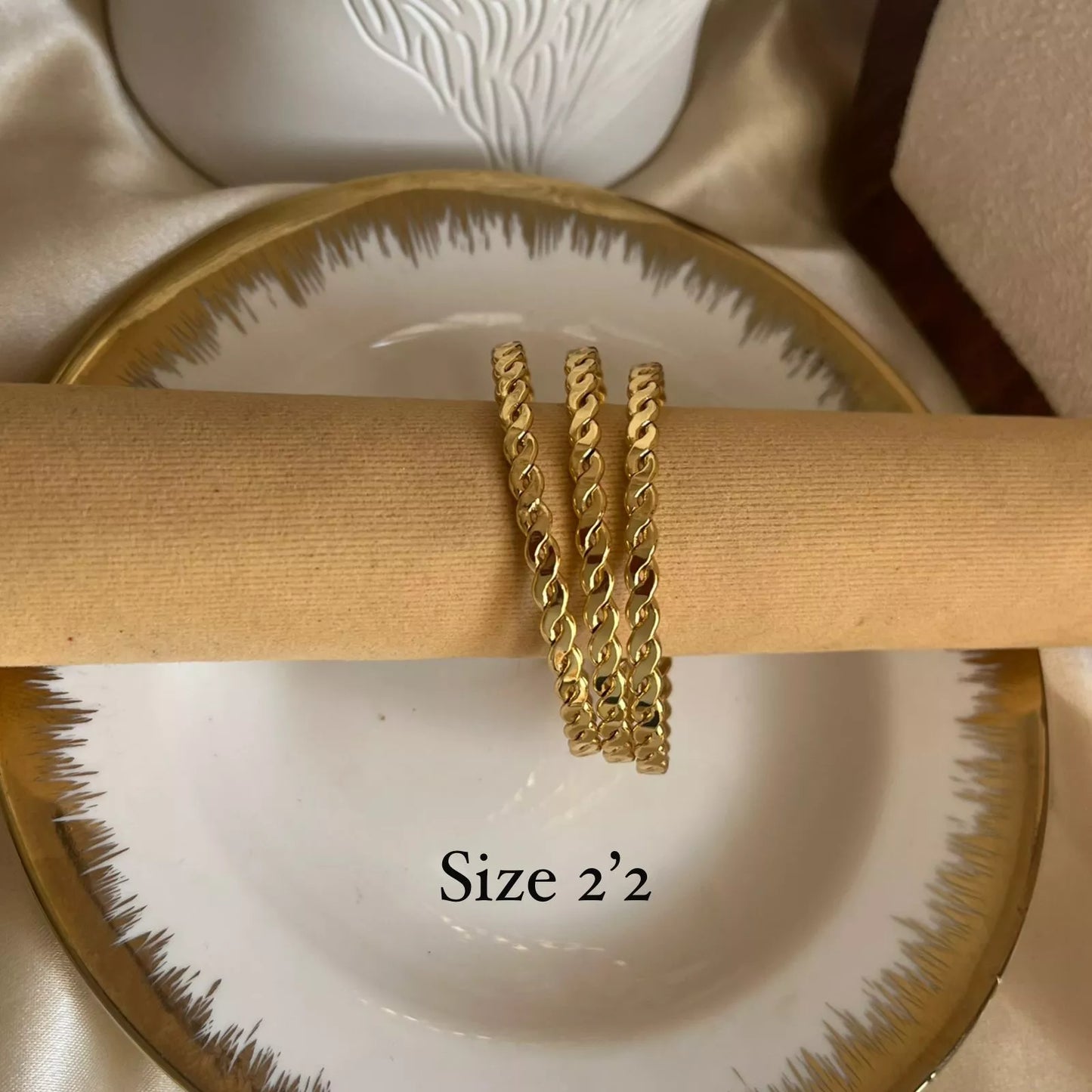 Chained Gold Bangle Set - Size 2’2